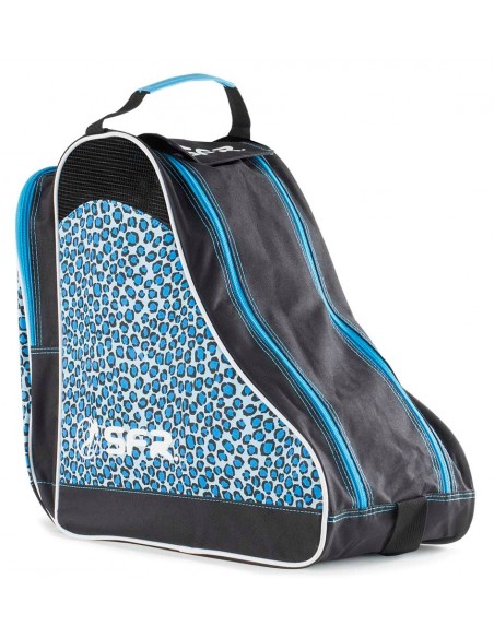 sfr designer ice & skate bag - bolsa para patines 4 ruedas- leopardo azul